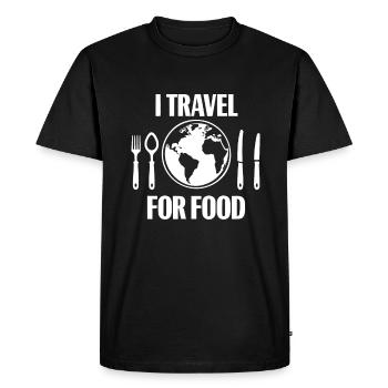 Je voyage pour Food Blogger - T-shirt Premium bio Homme - noir - Devant - Nico (187cm)