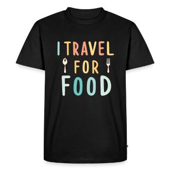Je voyage pour Food Blogger - T-shirt Premium bio Homme - noir - Devant - Nico (187cm)