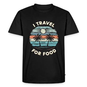 Je voyage pour Food Blogger - T-shirt Premium bio Homme - noir - Devant - Nico (187cm)