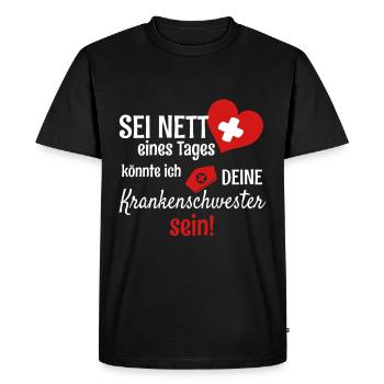 Infirmière - T-shirt Premium bio Homme - noir - Devant - Nico (187cm)