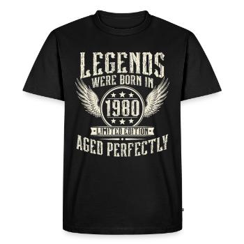 1980 Vintage Born Legends Anniversaire Vintage - T-shirt Premium bio Homme - noir - Devant - Nico (187cm)