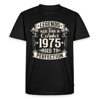 Octobre Né en 1975 Légendes Anniversaire - T-shirt Premium bio Homme - noir - Devant - Nico (187cm)