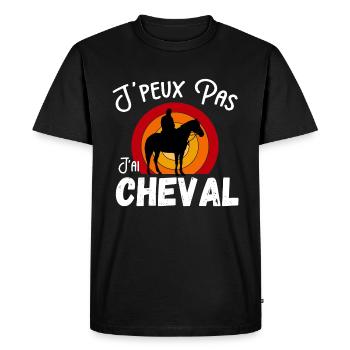 j'peux pas j'ai cheval - Retro vintage - T-shirt Premium bio Homme - noir - Devant - Nico (187cm)
