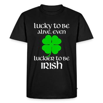 Fête de la Saint-Patrick Pub irlandais Bonheur - T-shirt Premium bio Homme - noir - Devant - Nico (187cm)