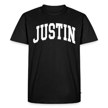 Justin - Men's Premium Organic T-Shirt - black - Front - Nico (187cm)