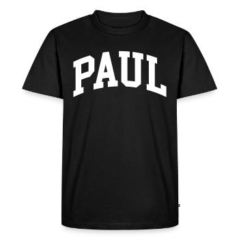 Paul - Men's Premium Organic T-Shirt - black - Front - Nico (187cm)