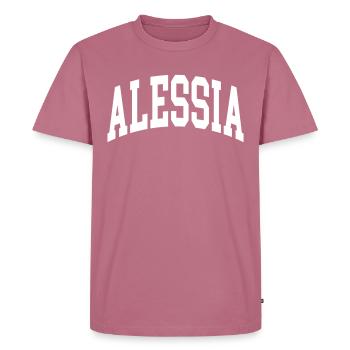 Alessia - Männer Premium Bio T-Shirt - Mauve - Vorne - Nico (187cm)