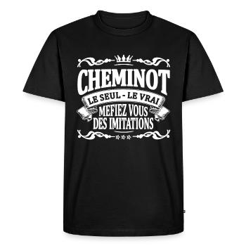 cheminot le seul le vrai - T-shirt Premium bio Homme - noir - Devant - Nico (187cm)