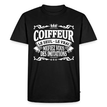 coiffeur le seul le vrai - T-shirt Premium bio Homme - noir - Devant - Nico (187cm)