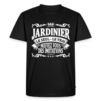jardinier le seul le vrai - T-shirt Premium bio Homme - noir - Devant - Nico (187cm)