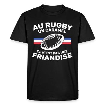 Au Rugby Un Caramel C'est Pas Une Friandise - T-shirt Premium bio Homme - noir - Devant - Nico (187cm)