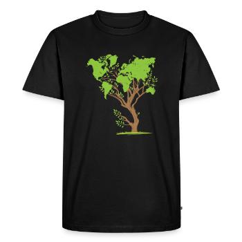 World map tree climate protection environmental protection earth - Men's Premium Organic T-Shirt - black - Front - Nico (187cm)