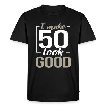 50 years birthday saying gift idea - Men's Premium Organic T-Shirt - black - Front - Nico (187cm)