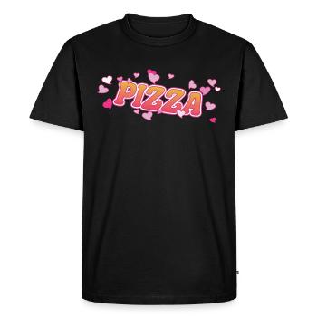 Cool currywurst with pink hearts design - Men's Premium Organic T-Shirt - black - Front - Nico (187cm)