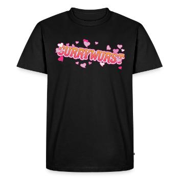 Currywurst cool avec motif de cœurs roses - T-shirt Premium bio Homme - noir - Devant - Nico (187cm)