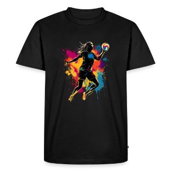 Joueur de volley-ball coloré Joueur de volley-ball - T-shirt Premium bio Homme - noir - Devant - Nico (187cm)
