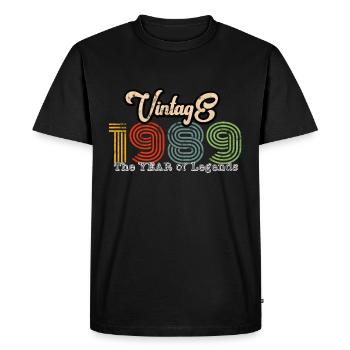 Millésime 1989 - T-shirt Premium bio Homme - noir - Devant - Nico (187cm)
