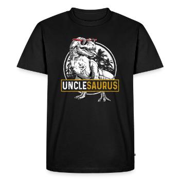 Unclesaurus T rex Dinosaur Uncle Saurus Family - Men's Premium Organic T-Shirt - black - Front - Nico (187cm)