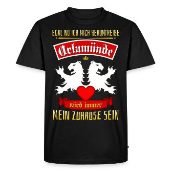 Orlamünde will always be home - Men's Premium Organic T-Shirt - black - Front - Nico (187cm)