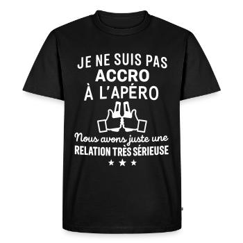 Pas accro Humour Apéro Drôles - T-shirt Premium bio Homme - noir - Devant - Nico (187cm)