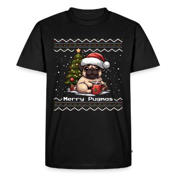 Joyeux Pugmas Carlin Noël Doux - T-shirt Premium bio Homme - noir - Devant - Nico (187cm)
