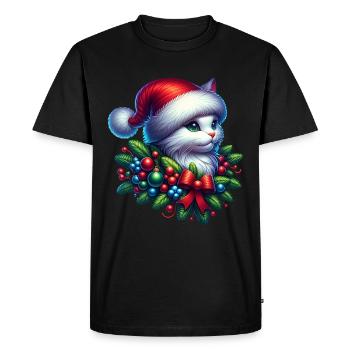 Christmas Cat Christmas - Men's Premium Organic T-Shirt - black - Front - Nico (187cm)