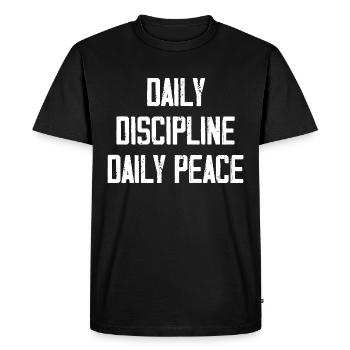 Discipline quotidienne Paix quotidienne - T-shirt Premium bio Homme - noir - Devant - Nico (187cm)
