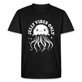Jelly Vibes only - Jellyfish with tentacles - Men's Premium Organic T-Shirt - black - Front - Nico (187cm)