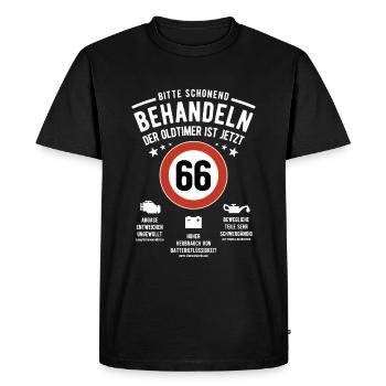 Oldtimer schonend behandeln - 66. Geburtstag - Männer Premium Bio T-Shirt - Schwarz - Vorne - Nico (187cm)