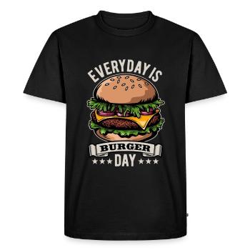 Everyday is Burger Day - Fast Food - Delicious - Men's Premium Organic T-Shirt - black - Front - Nico (187cm)