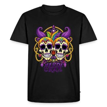 Mardi Gras - Carnaval - Crâne - Cadeau - T-shirt Premium bio Homme - noir - Devant - Nico (187cm)