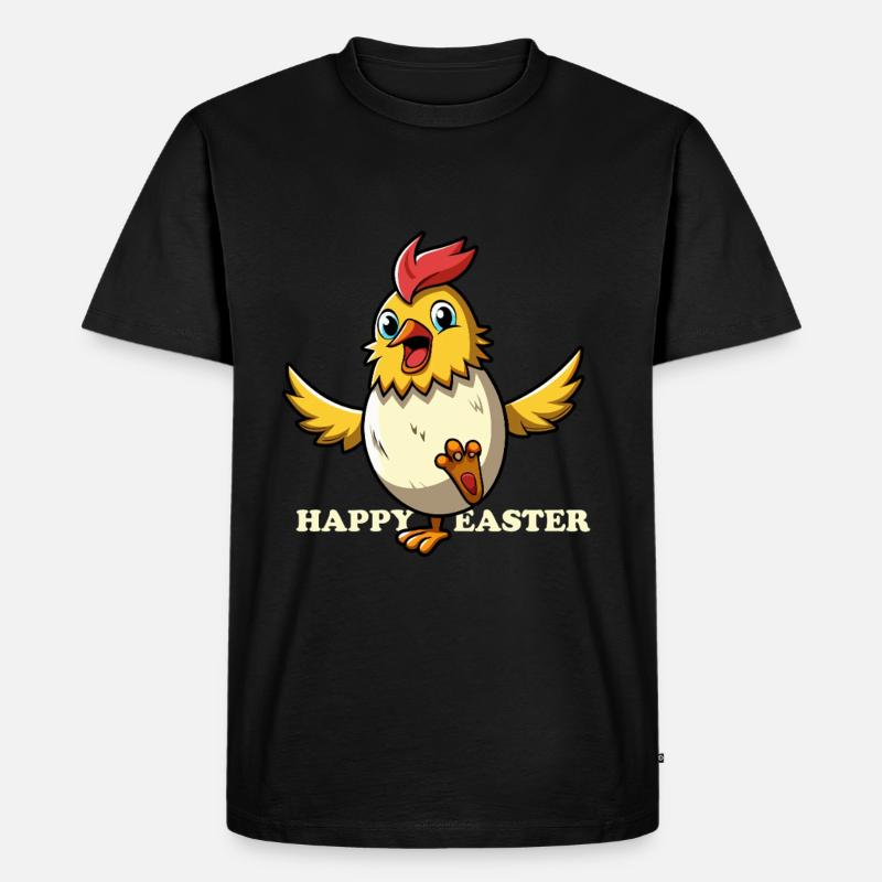 Happy Easter - Osterchicken - Osterei - Geschenk - Männer Premium Bio T-Shirt - Schwarz