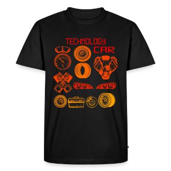 Dessin de pièces de voiture - T-shirt Premium bio Homme - noir - Devant - Nico (187cm)