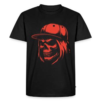Crâne cool avec cheveux longs et casquette de baseball - T-shirt Premium bio Homme - noir - Devant - Nico (187cm)