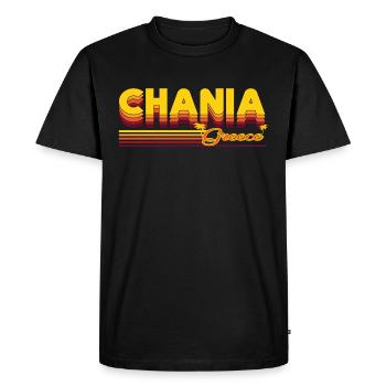 Chania: Mediterranean retro design - Men's Premium Organic T-Shirt - black - Front - Nico (187cm)