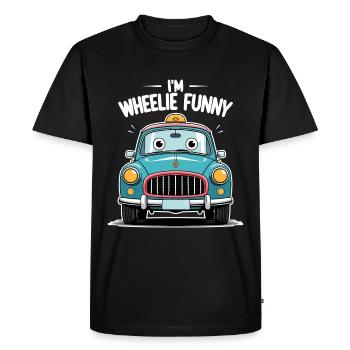 Lustiges Retro-Taxi - Cartoon Auto mit Charakter - Männer Premium Bio T-Shirt - Schwarz - Vorne - Nico (187cm)