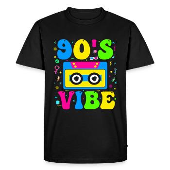 90s Vibe 1990s Fashion 90s Theme Outfit Nineties - Men's Premium Organic T-Shirt - black - Front - Nico (187cm)