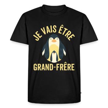 Je Vais Être Un Grand Frère pingouins - T-shirt Premium bio Homme - noir - Devant - Nico (187cm)