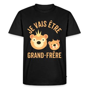 Je Vais Être Un Grand Frère ours - T-shirt Premium bio Homme - noir - Devant - Nico (187cm)