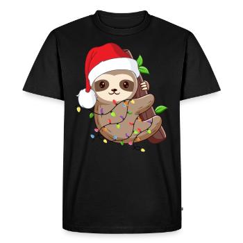 Drôle de Noël paresseux. Paresseux de Noël - T-shirt Premium bio Homme - noir - Devant - Nico (187cm)