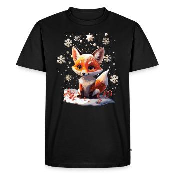 Cute Cute Fox in Winter Gift - Men's Premium Organic T-Shirt - black - Front - Nico (187cm)