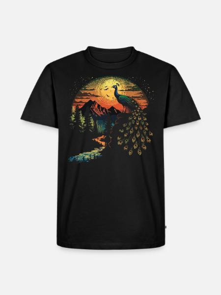 Peacock Bird Pheasant - Men's Premium Organic T-Shirt - black