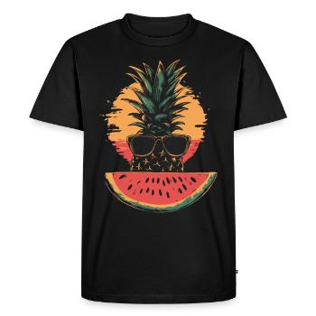 Pineapple and watermelon - Men's Premium Organic T-Shirt - black - Front - Nico (187cm)