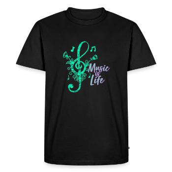Musique musicien notes de musique cadeau clef - T-shirt Premium bio Homme - noir - Devant - Nico (187cm)