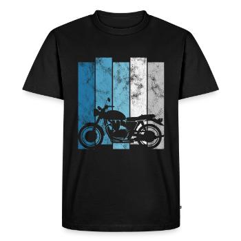 Motocyclistes Retro Biker Moto Chopper Bobber - T-shirt Premium bio Homme - noir - Devant - Nico (187cm)