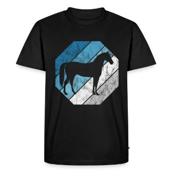 Cheval Cheval Cheval Équestre Pony Équitation Chevaux Rétro - T-shirt Premium bio Homme - noir - Devant - Nico (187cm)