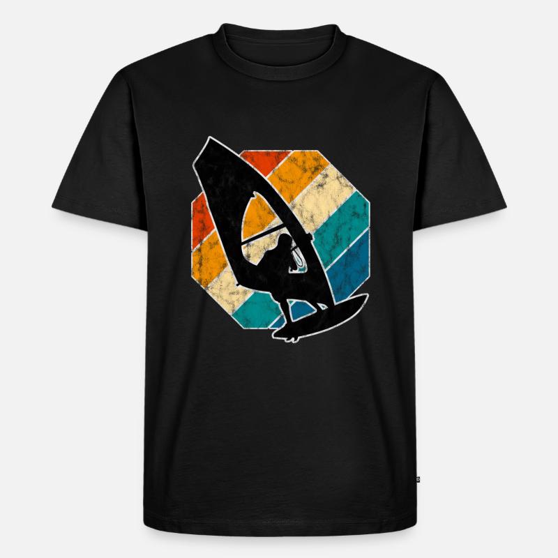 Windsurfen Windsurfer Windsurfing Retro Surfen - Männer Premium Bio T-Shirt - Schwarz