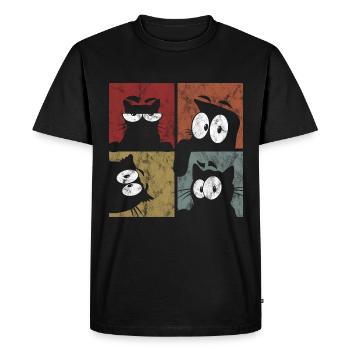 Chat chat chat rétro chat chat Chat Miau - T-shirt Premium bio Homme - noir - Devant - Nico (187cm)