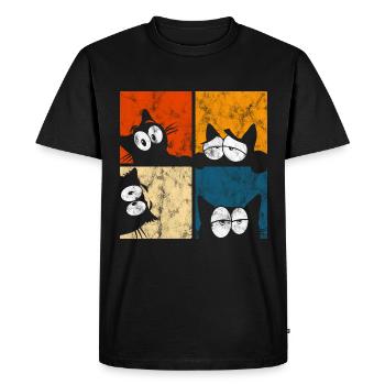 Chat Miau Chat Rétro Chat - T-shirt Premium bio Homme - noir - Devant - Nico (187cm)