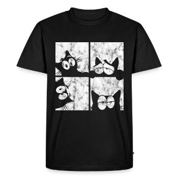 Chat Chat Miau Chat Rétro Chat Chat - T-shirt Premium bio Homme - noir - Devant - Nico (187cm)